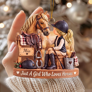 Personalized Horse Riding Girl Christmas Ornament