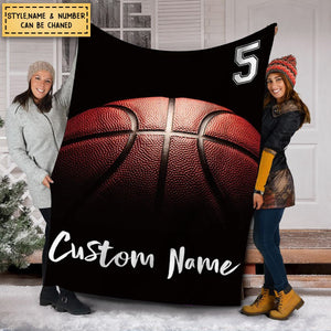 Personalized Name And Number Basketball Blanket