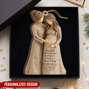Personalized Pregnant Mom Christmas Ornament, Mother Daughter Decoration