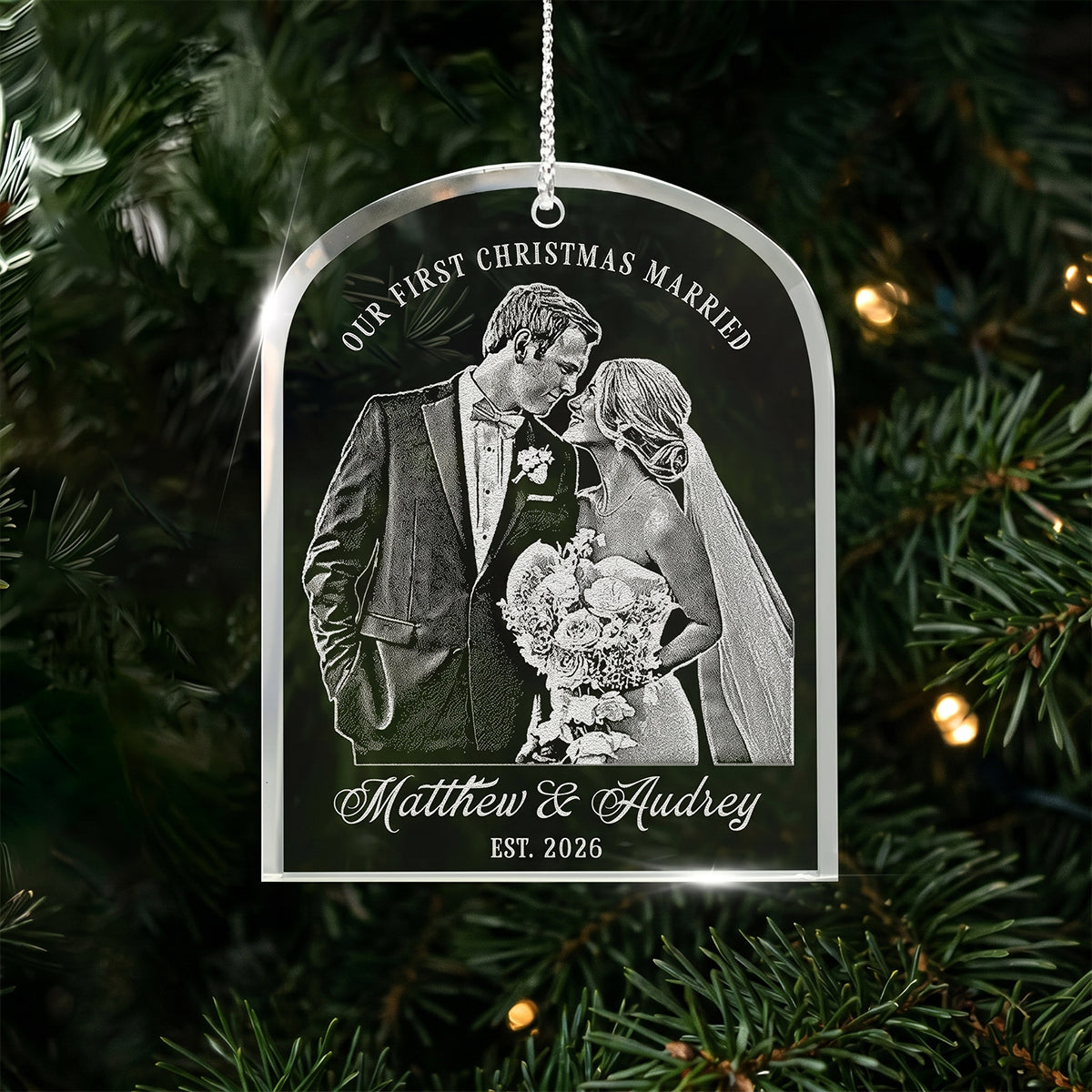 Our First Christmas As Mr. & Mrs. – Personalized Photo Ornament For Newlyweds