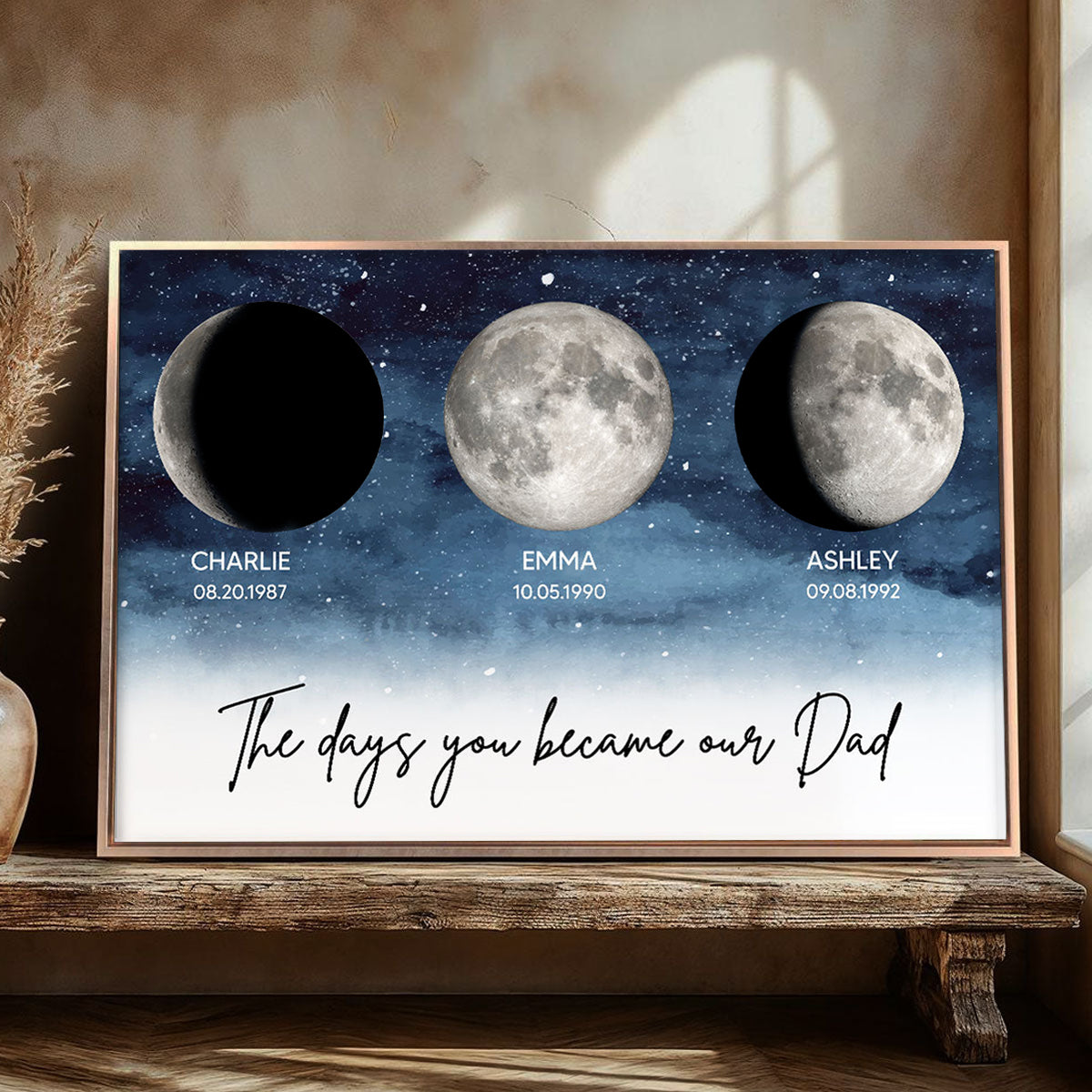 Personalized Starry Night Moon Phase Poster – Father's Day Gift For Dad