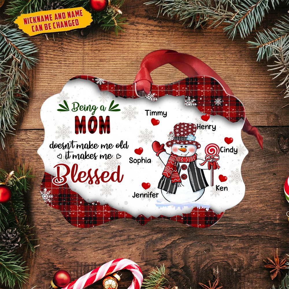 Snowman, Being a GRANDMA doesn't make me old. It makes me BLESSED Personalized Ornament