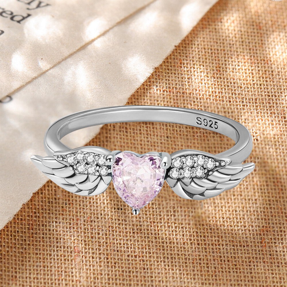 I'm a Wife to a Husband Personalized Circle Wings Memorial Ring
