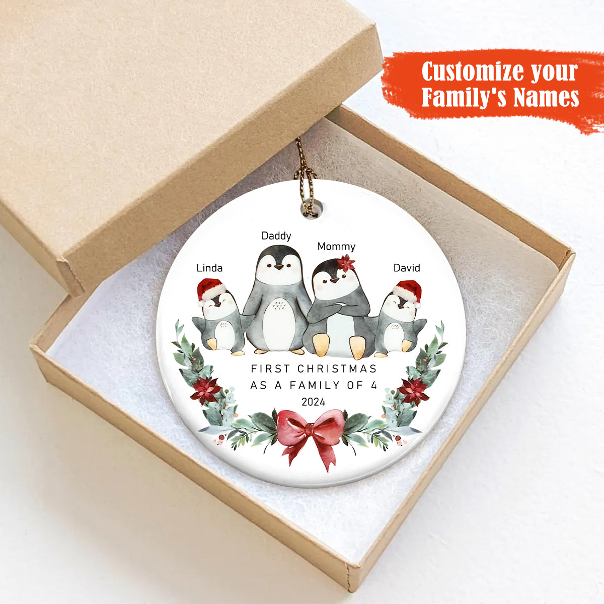 First Christmas As A Family Circle Personalized Ceramic Ornament