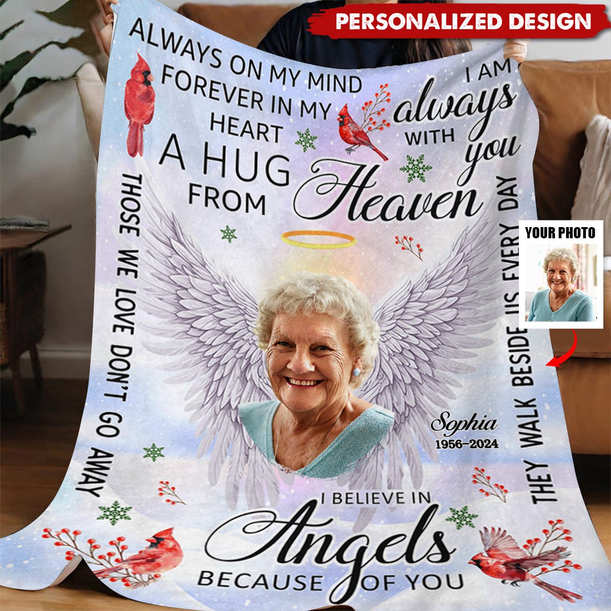 I Am Always With You A Hug From Heaven - Personalized Photo Blanket