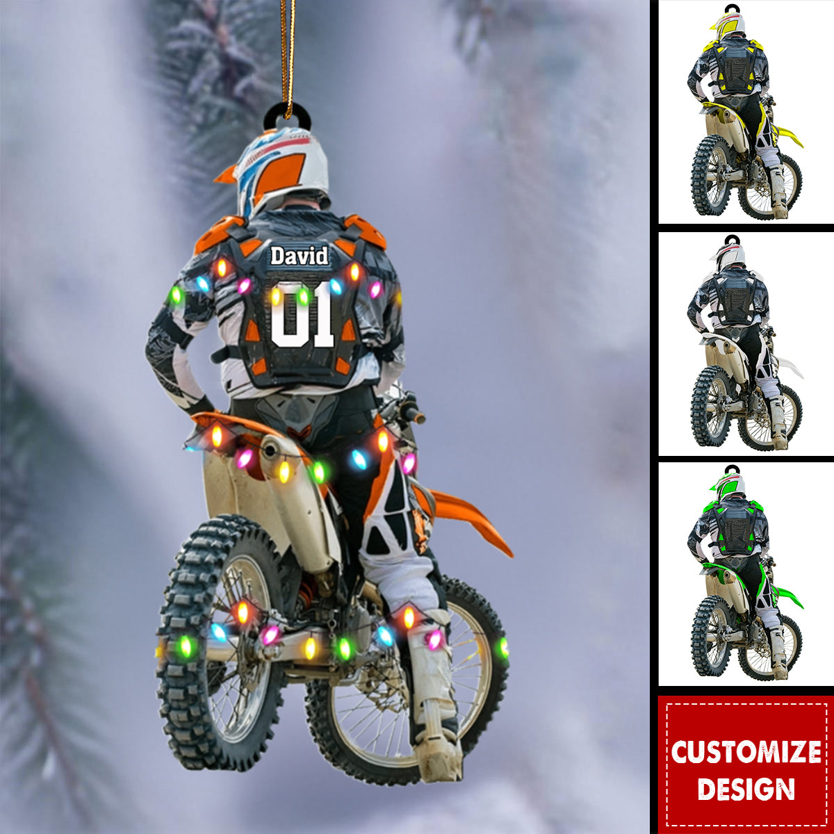 Personalized Motocross Dirt Bike Christmas Ornament - Gift for Motocross Racers