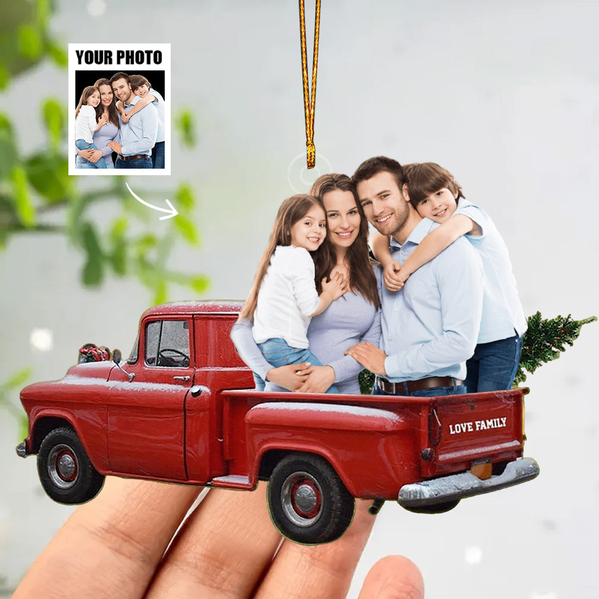 Personalized Family Photo Ornament, Christmas Keepsake