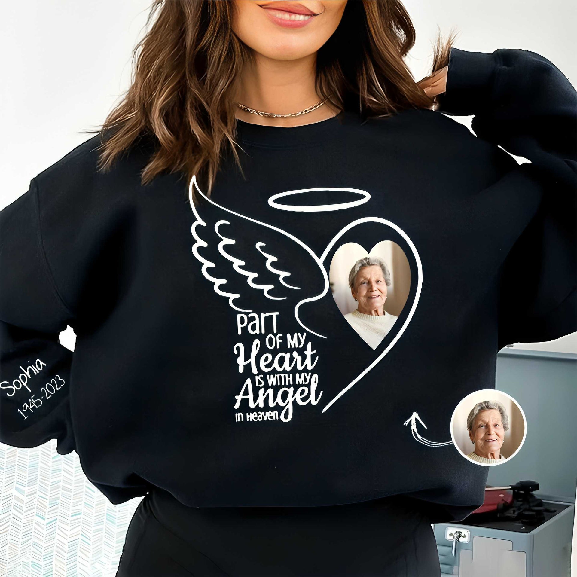 Part Of My Heart Is With My Angel In Heaven Sweatshirt-Memorial Loved Ones