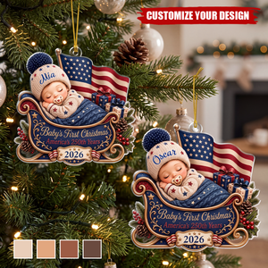 Personalized First Christmas 2026 Ornament, America 250th Anniversary Ornament