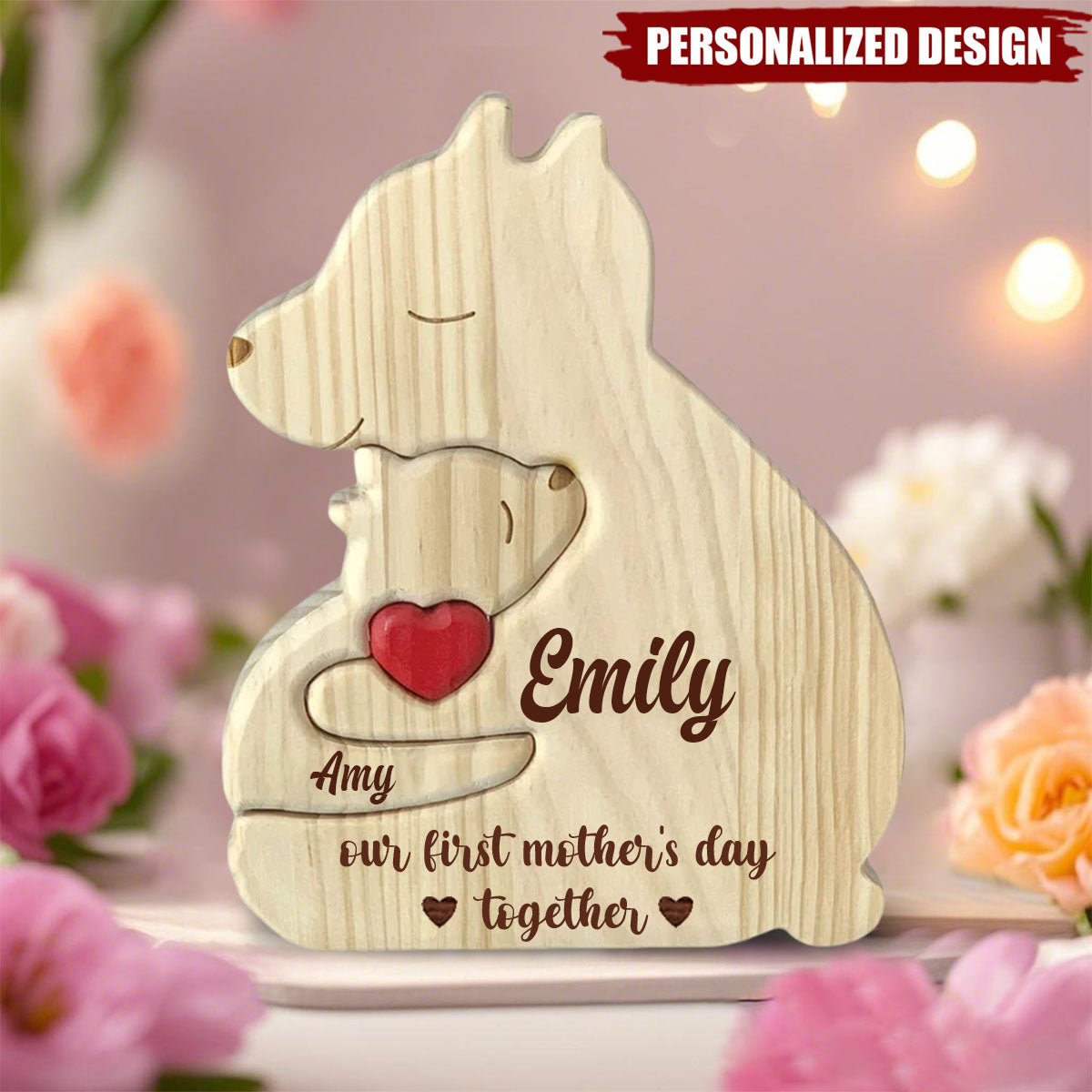 Personalized Bear Mom & Kid Puzzle, Mother's Day Gift