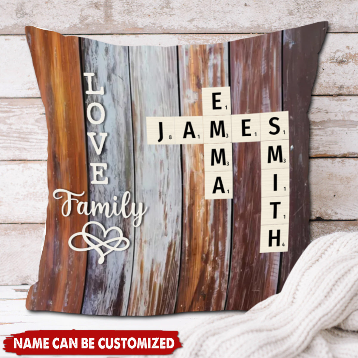 Personalized Family Crossword Puzzle Pillow