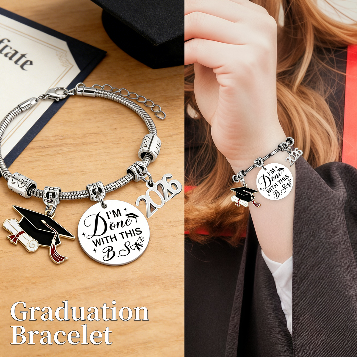 Personalized Custom Class of 2026 Graduation Bracelet