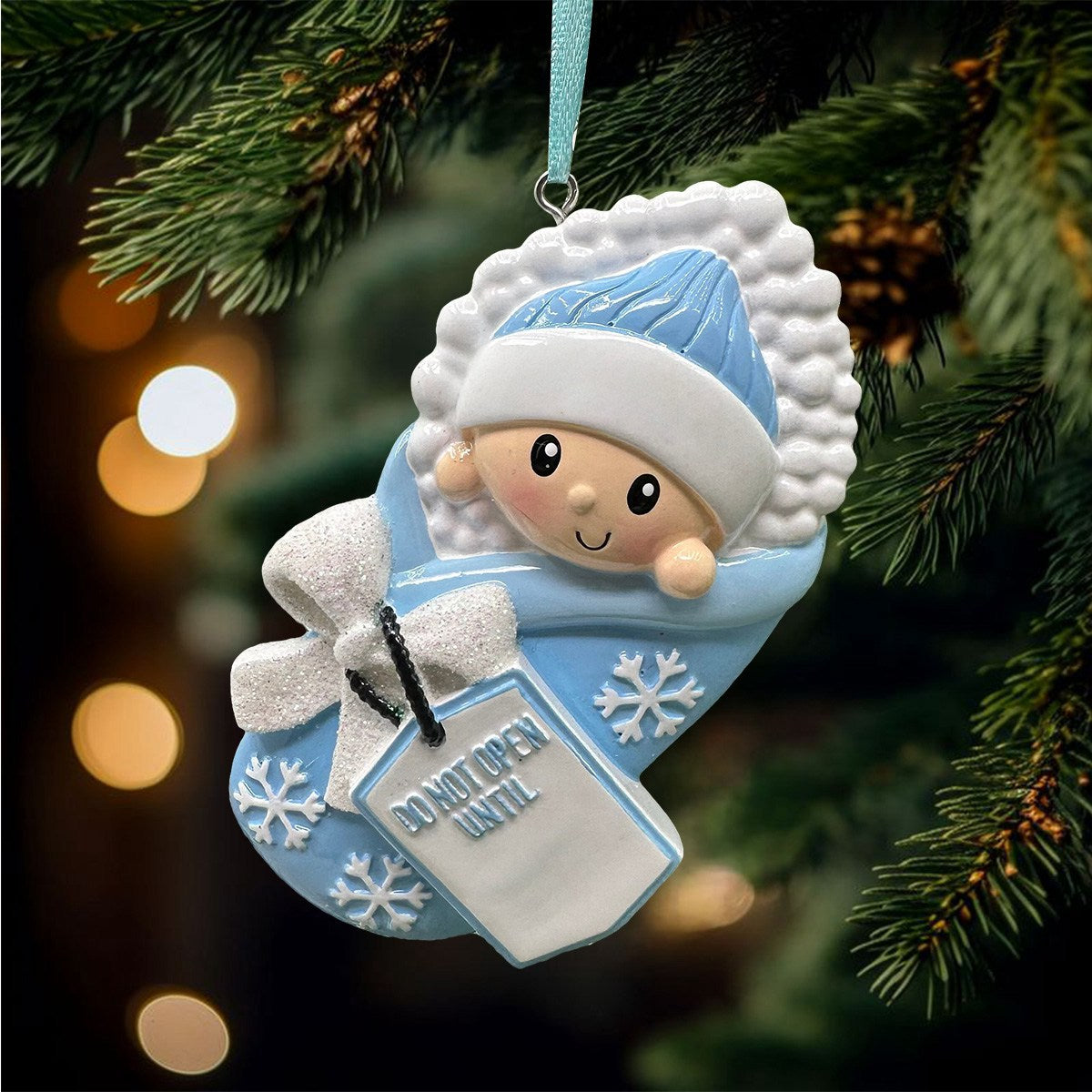 Do Not Open Until Date Baby Announcement Ornament