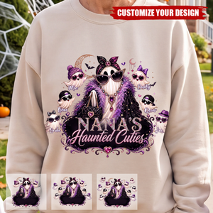 Haunted Cuties Ghost Sweatshirt, Custom Grandkids Names Gift For Grandma