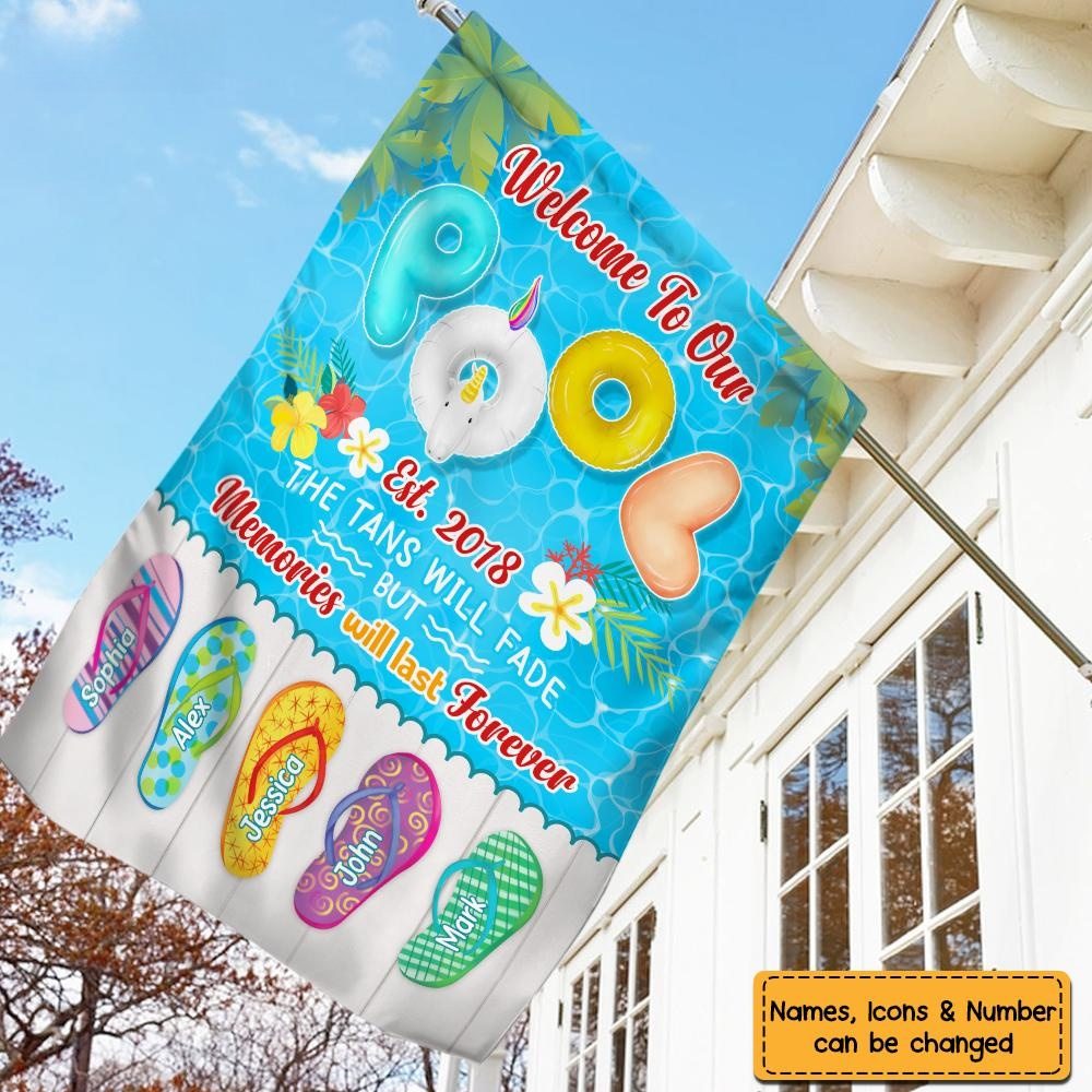 Welcome To Our Pool Est Personalized Flag