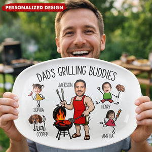 Personalized Dad's Grilling Buddies Plate, Father's Day Gift For Daddy, Husband, Grandpa