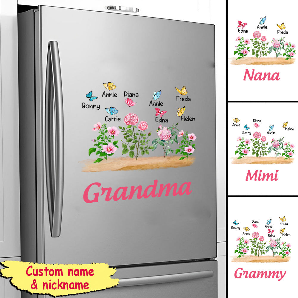 Personalized Grandma Flower Butterfly Garden Sticker