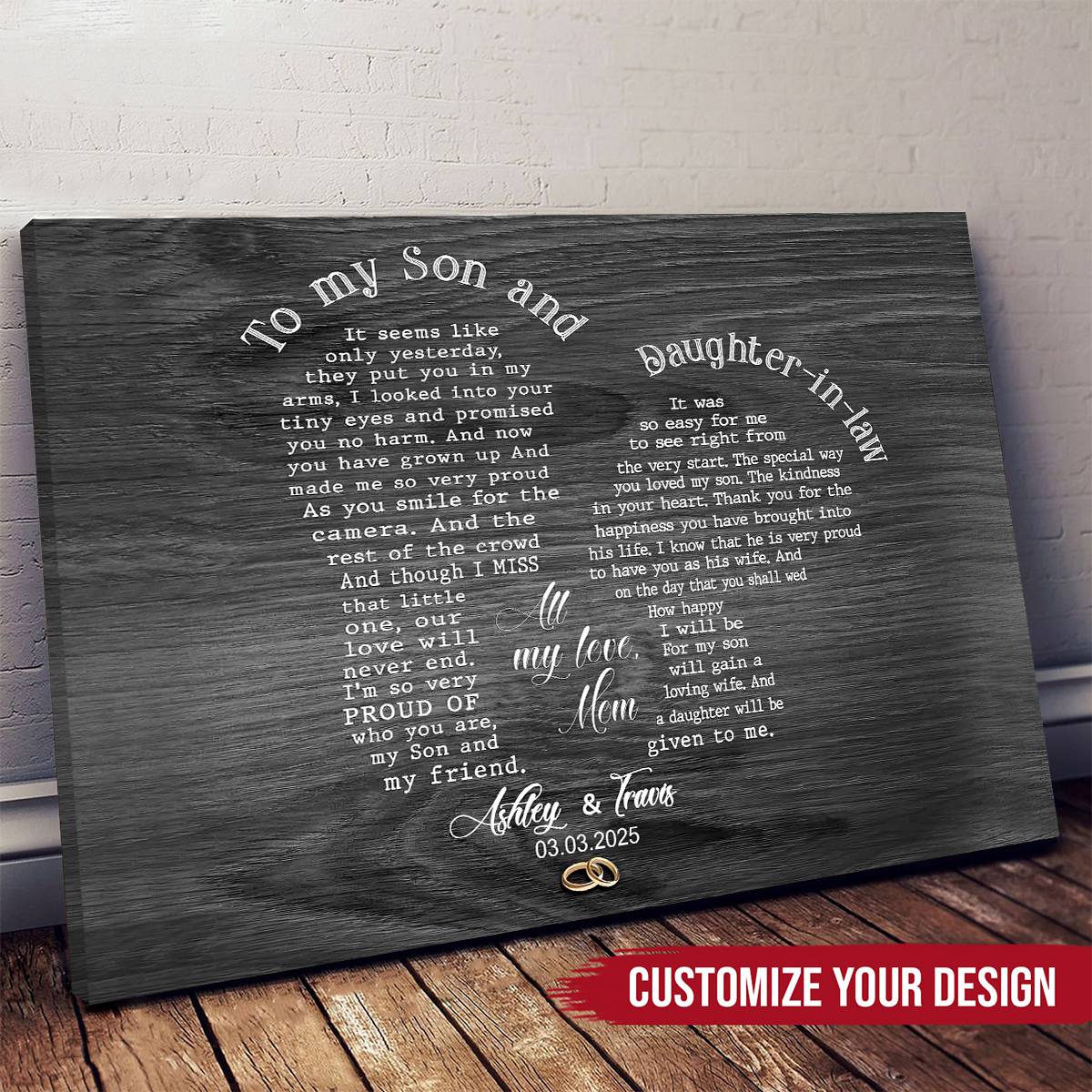 Personalized Daughter And Son In Law Wedding Gift, Custom Poster