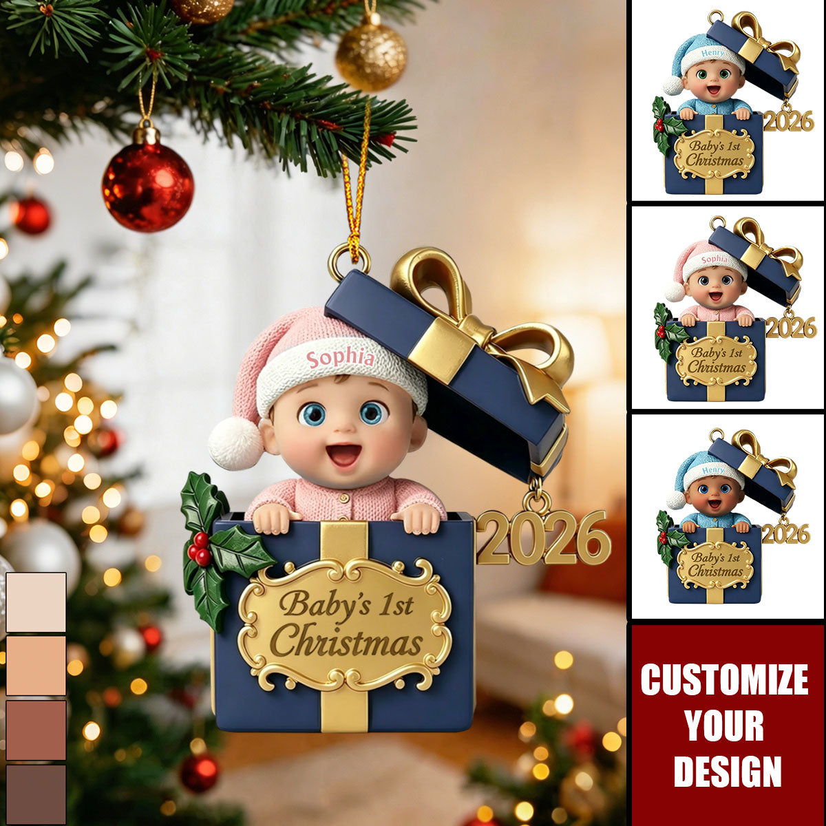 Baby's 1st Christmas - Personalized Newborn Ornament