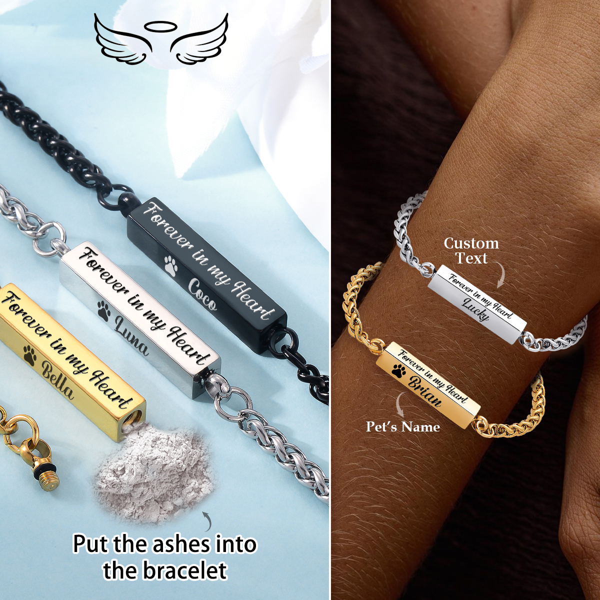 Forever In My Heart, Personalized Custom Urn Memorial Bracelet