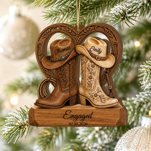 Personalized Couple Horseshoe Cowboy Ornament,Newlywed Wedding Gift
