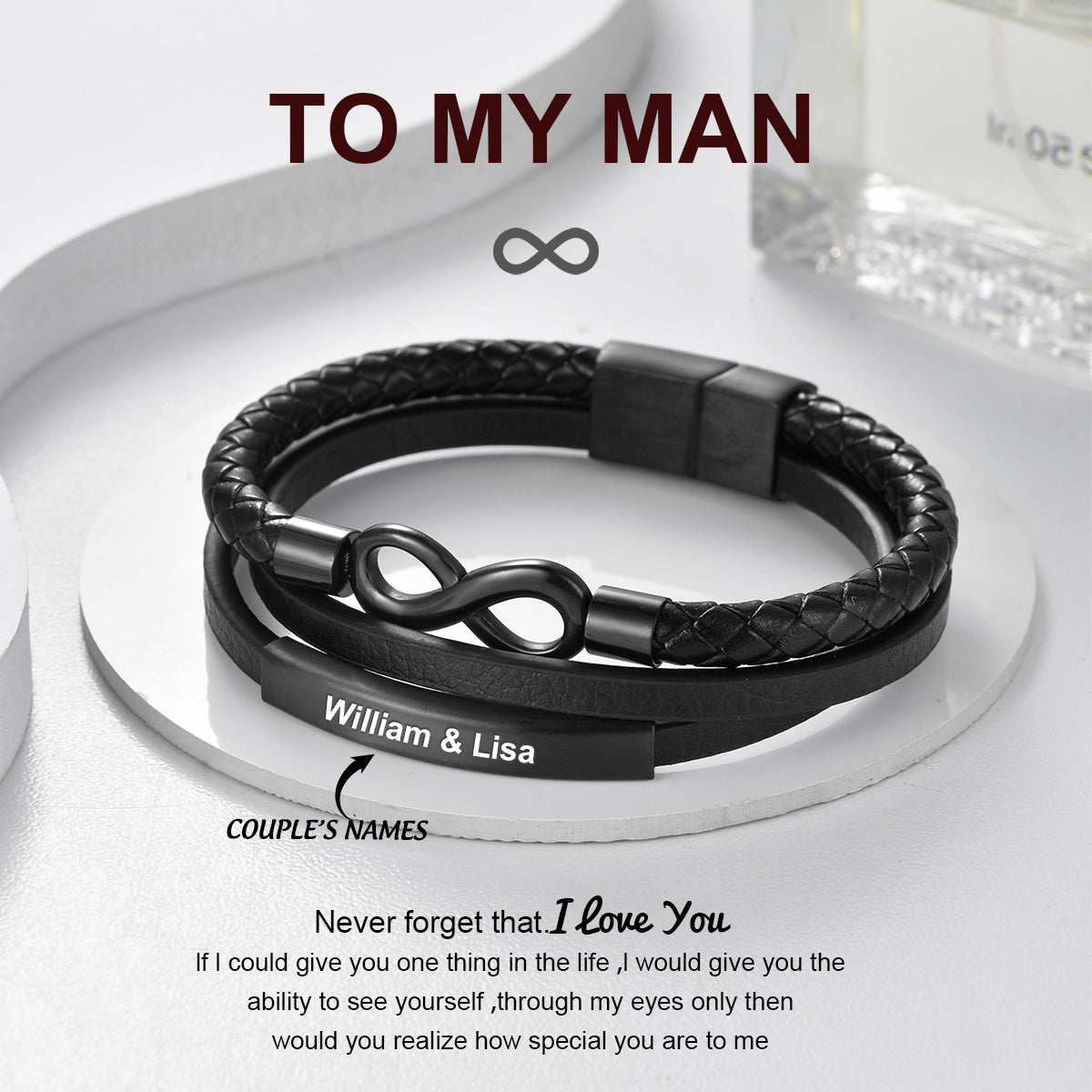 To My Man-Personalized Three-Layer Men's Bracelet-A Gift For Husband