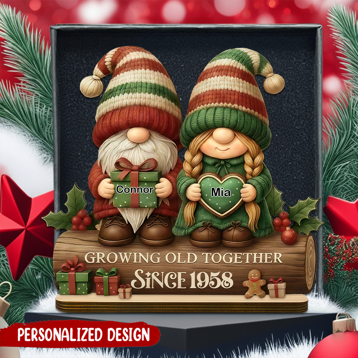 Personalize Couple Growing Old Together Wooden Plaque