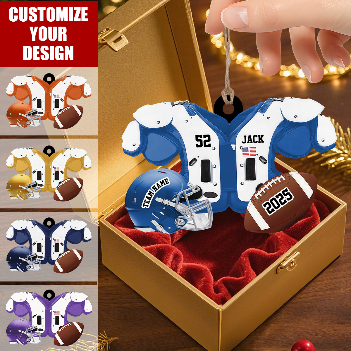 Personalized Football Christmas Ornament, Gift For Football Lover