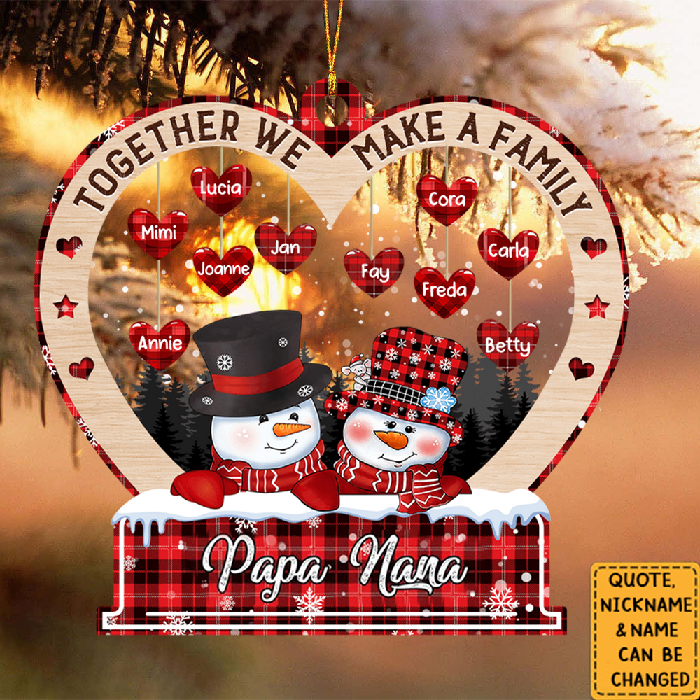 Sparkling Christmas Papa Nana Dad Mom Sweet Hearts Kids, Together We Make A Family Customized Ornament