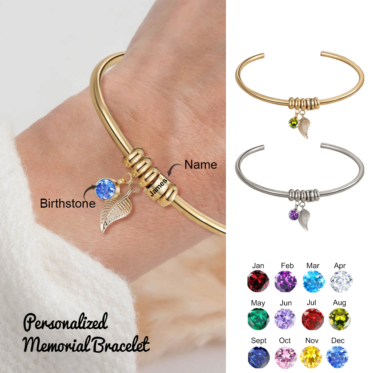 I'll Hold You In My Heart Until I Can Hold You-Personalized Birthstone Memorial Bracelet