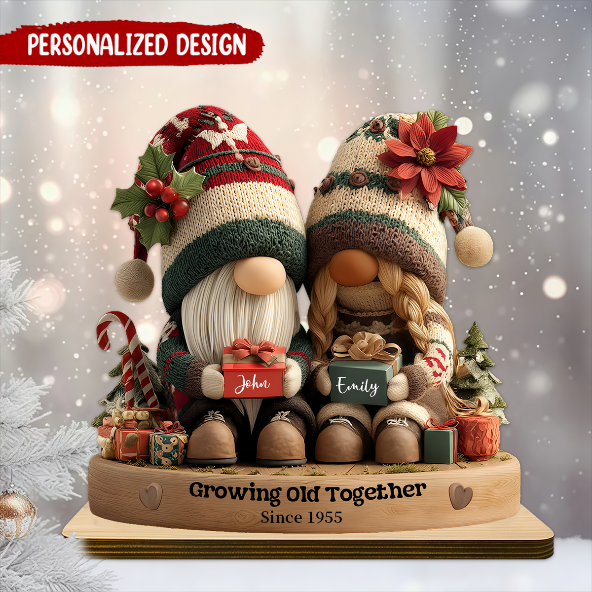 Personalized Growing Old Together Couple Christmas Plaque