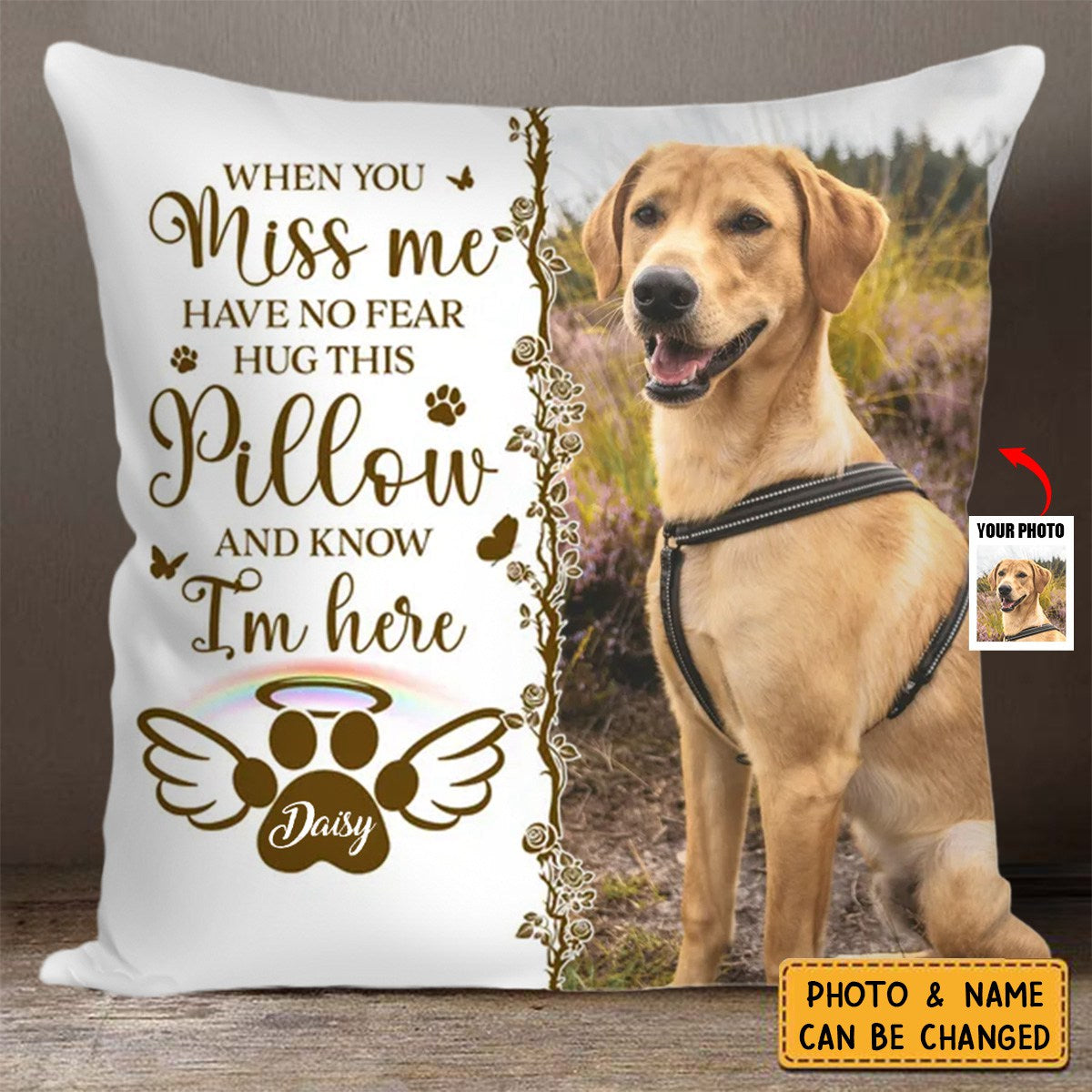 Personalized Custom Pet Photo Pillowcase, Gift For Pet Loss