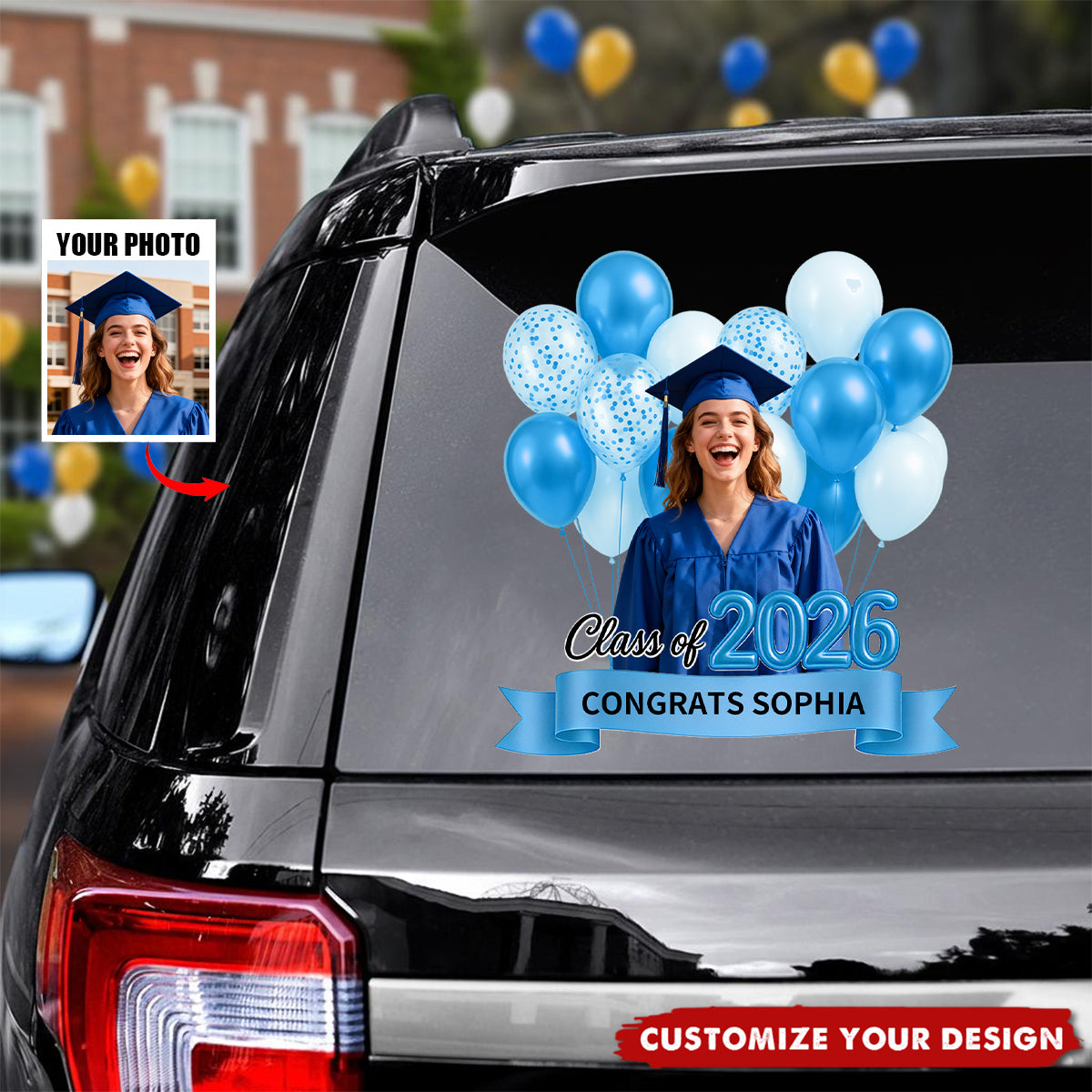 Personalized Photo Class Of 2026 Graduation Car Window Decal Sticker