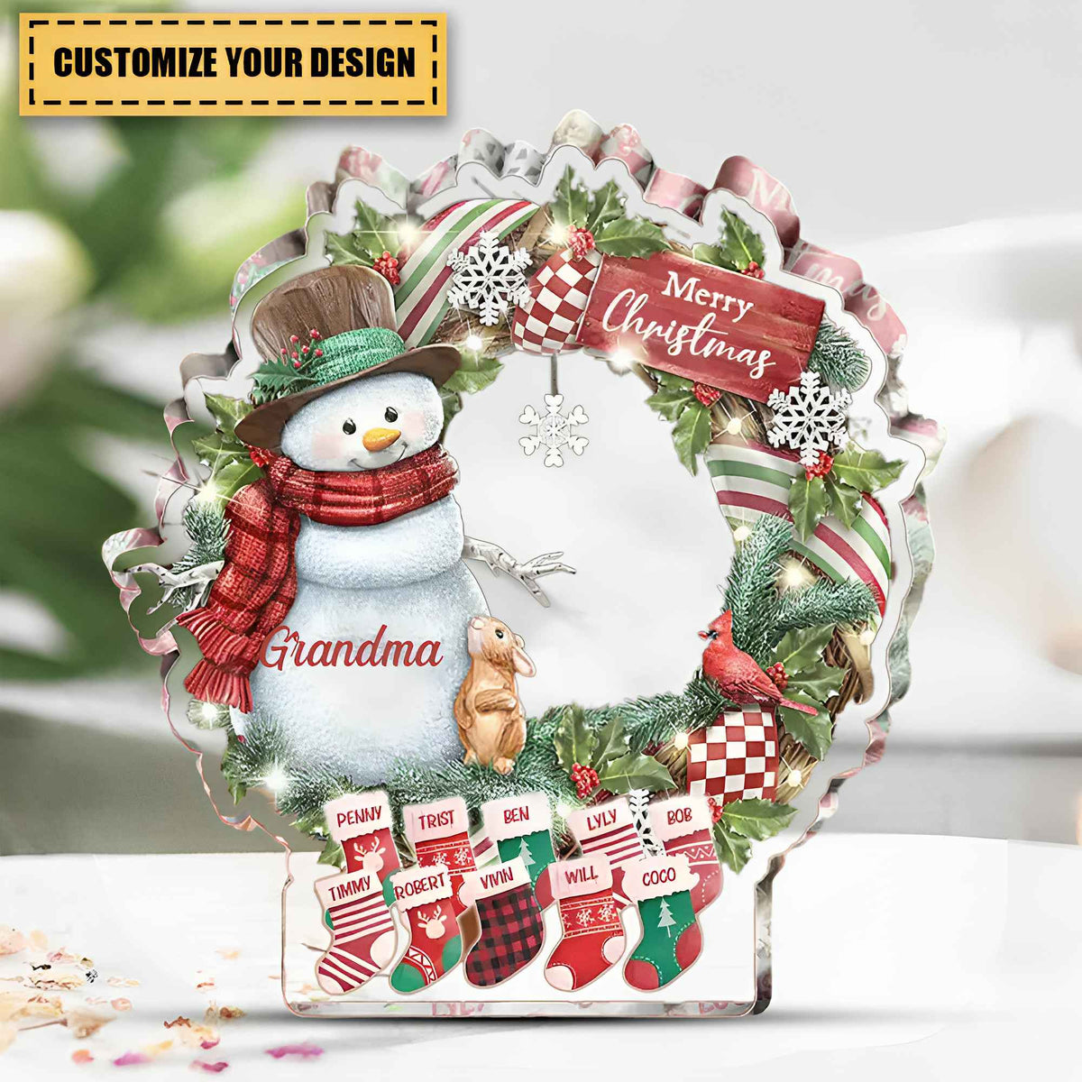 Personalized Grandma Mom Snowman Christmas Plaque-Christmas 2023