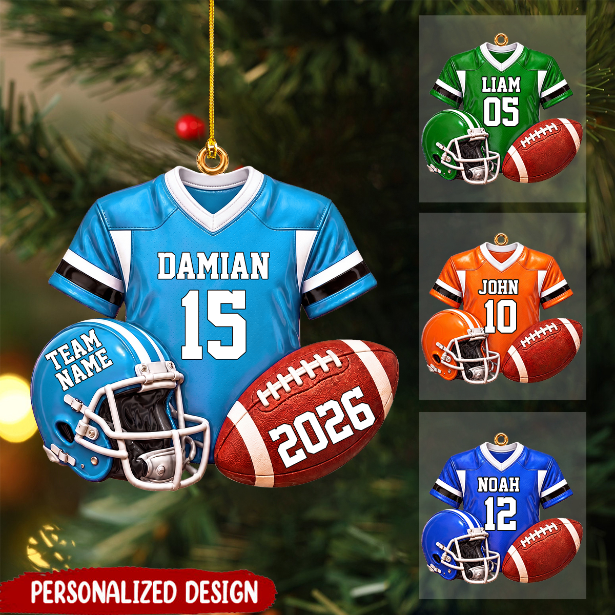 Personalized American Football Player Uniform Acrylic Ornament