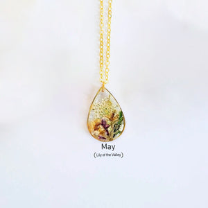 Birth Month Flower Necklace,Dried Flower Resin Jewelry Unique Gift For Her