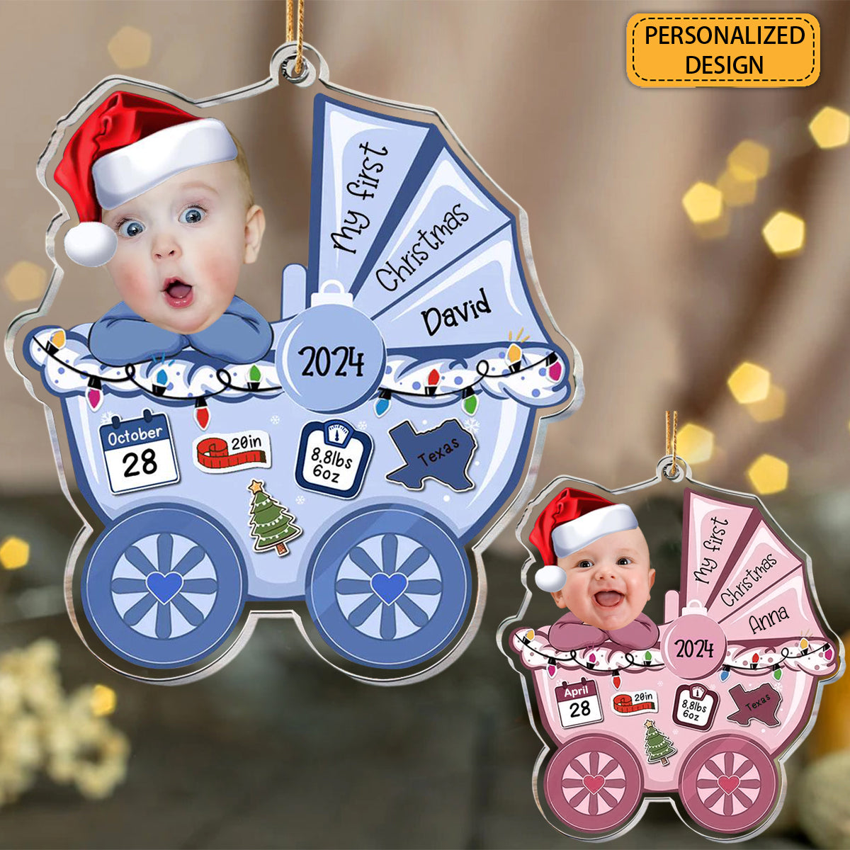 Personalized Acrylic Pendant - My First Christmas Gift for Newborn