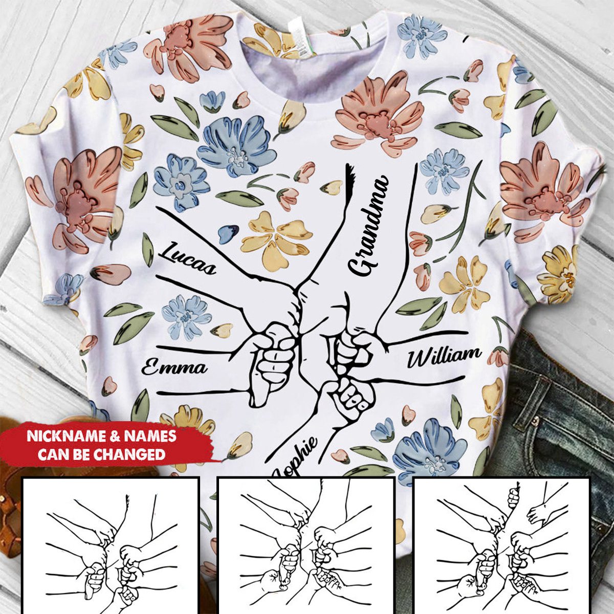 Hand In Hand, I Will Always Protect You -Personalized 3D T-shirt