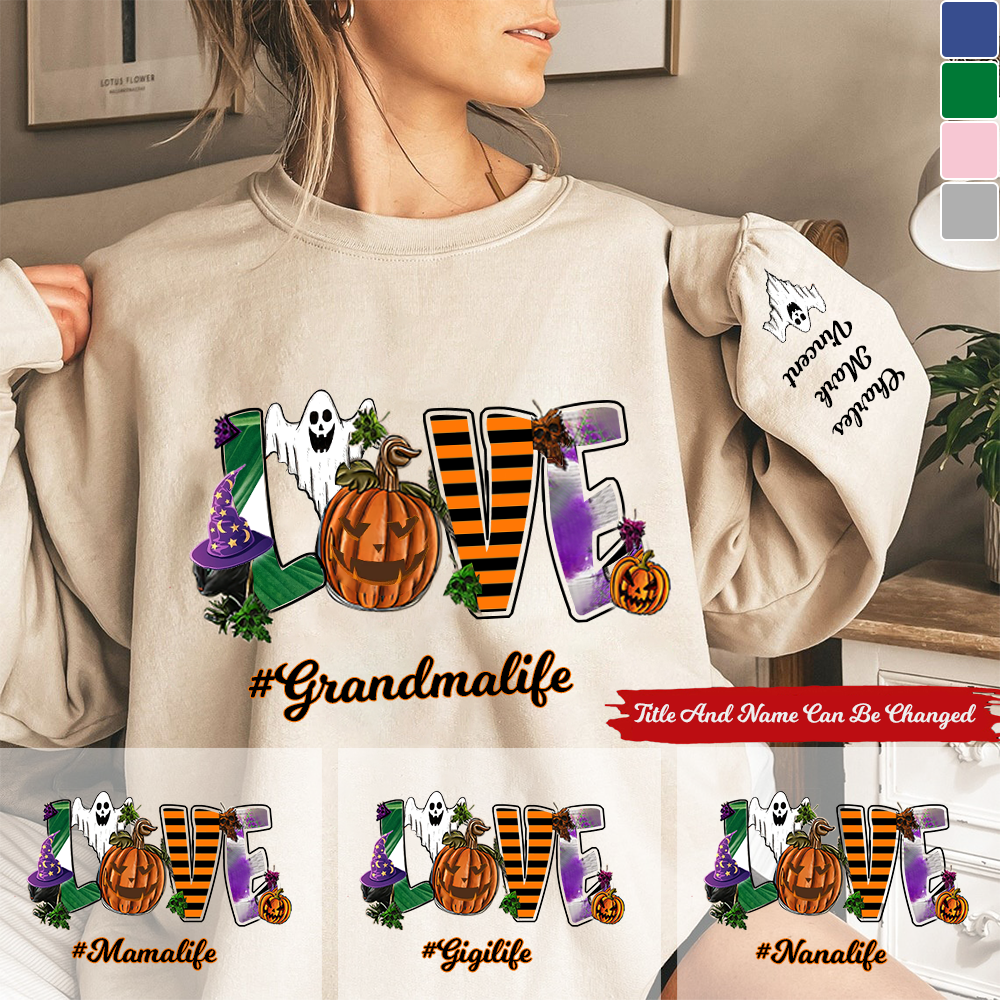 Grandma Life Love Grandkids Personalized Ghost Sweatshirt Gift
