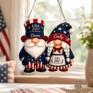Personalized Patriotic Suncatcher, 4th Of July Couple Gift
