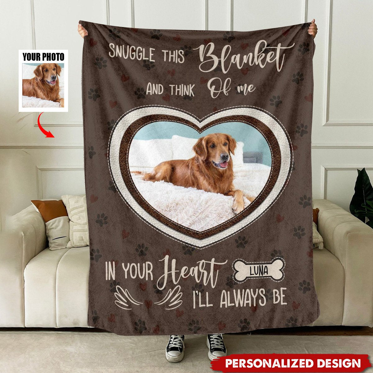 Personalized Dog Photo Blanket, Pet Memorial Gifts