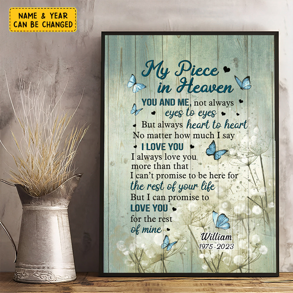 Personalized Memorial Portrait Canvas - You & Me Not Always Eyes To Eyes But Always Heart To Heart