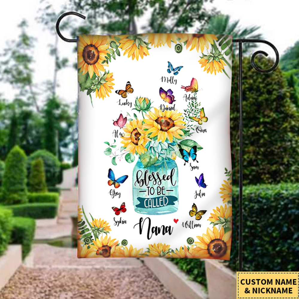 Personalized Blessed To Be Called Nana Flower Flag