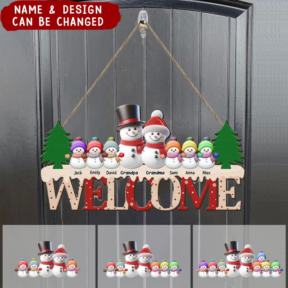 Cute Christmas Snowman For Parents/ Grandparents - Personalized Shape Wooden Sign