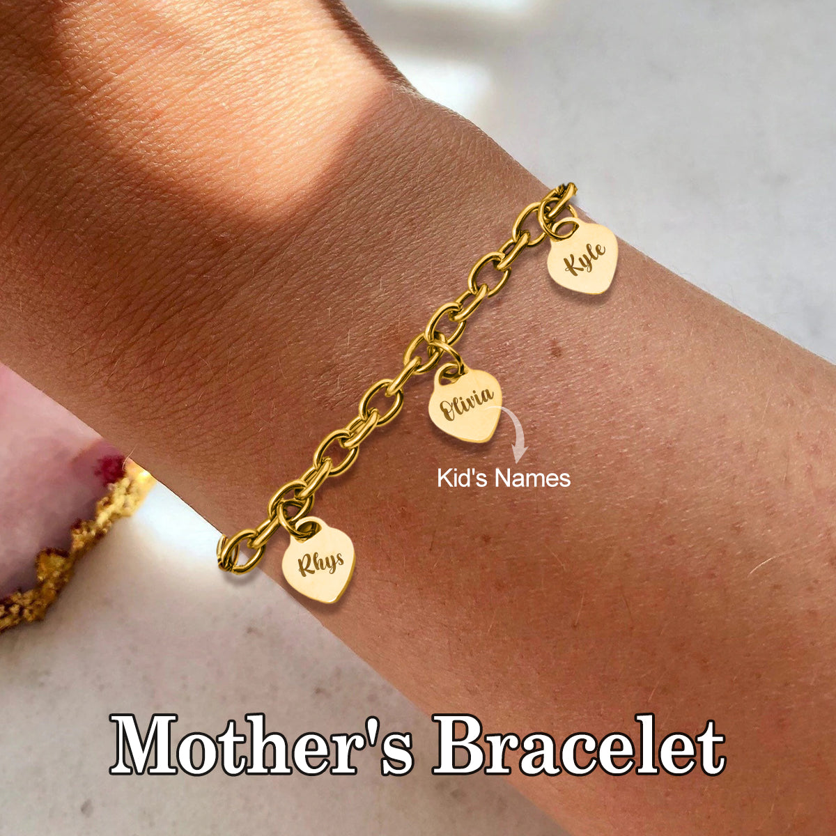 Custom Bracelet with Multiple Names Heart Bracelet