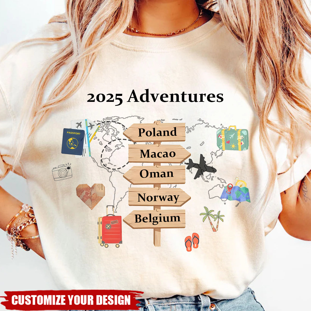 Personalized Travel Adventures Shirt, Custom Traveling Destination T-shirt