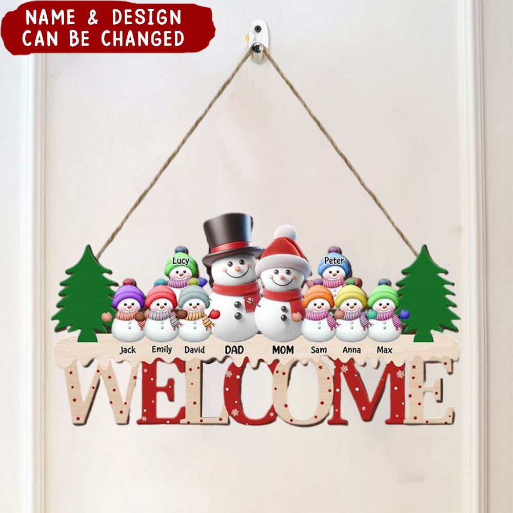 Cute Christmas Snowman For Parents/ Grandparents - Personalized Shape Wooden Sign