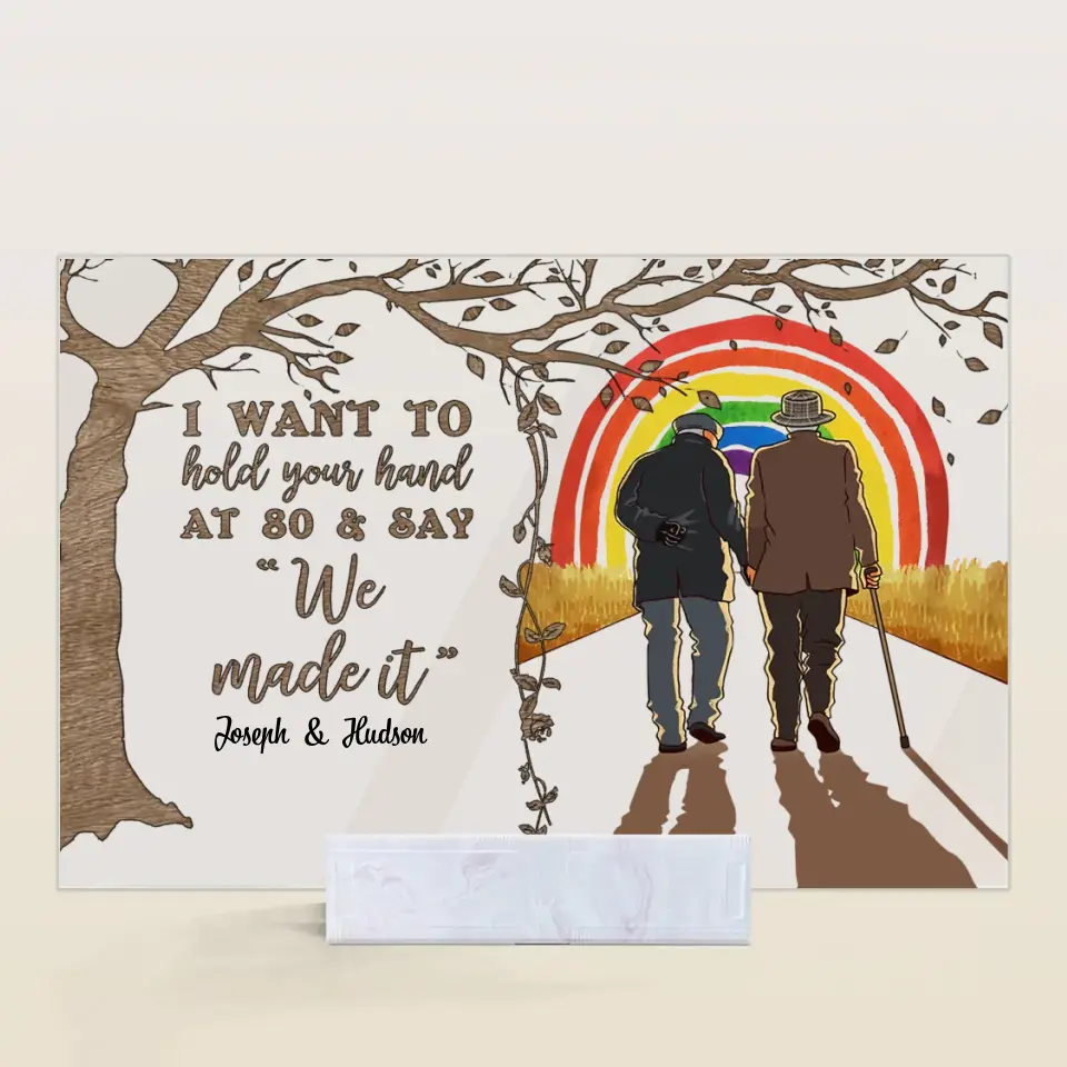Personalized Custom Acrylic Plaque - Pride Month, LGBT, Anniversary Gift For Couple - I Want To Hold Your Hand