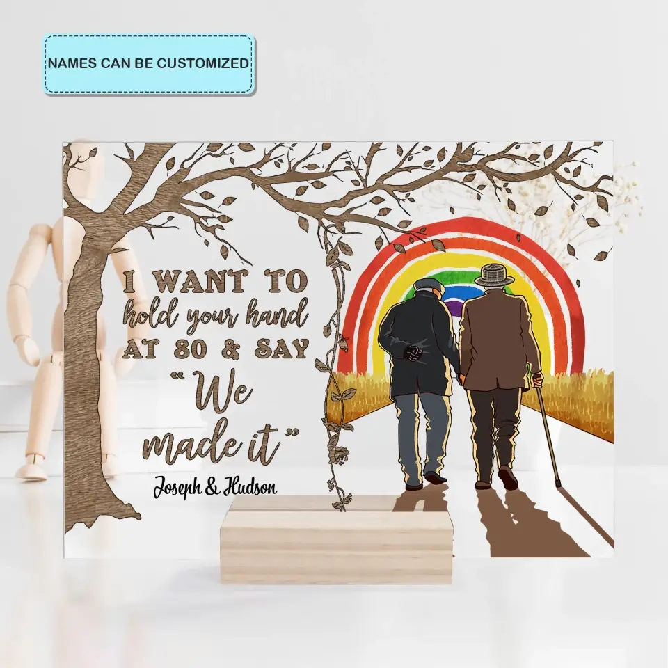 Personalized Custom Acrylic Plaque - Pride Month, LGBT, Anniversary Gift For Couple - I Want To Hold Your Hand