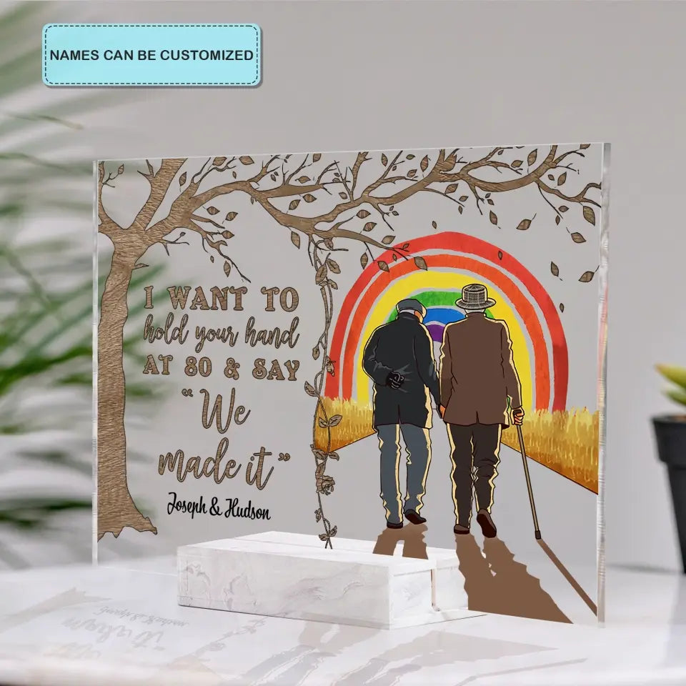 Personalized Custom Acrylic Plaque - Pride Month, LGBT, Anniversary Gift For Couple - I Want To Hold Your Hand